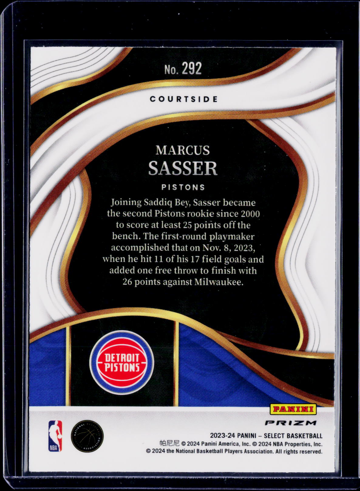 2023-24 Select Marcus Sasser Tiger RC