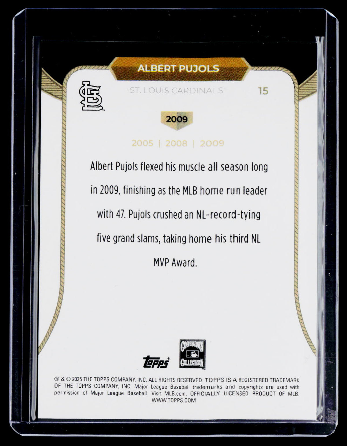 2025 Topps 3x MVP Club Albert Pujols Gold Foil 40/50