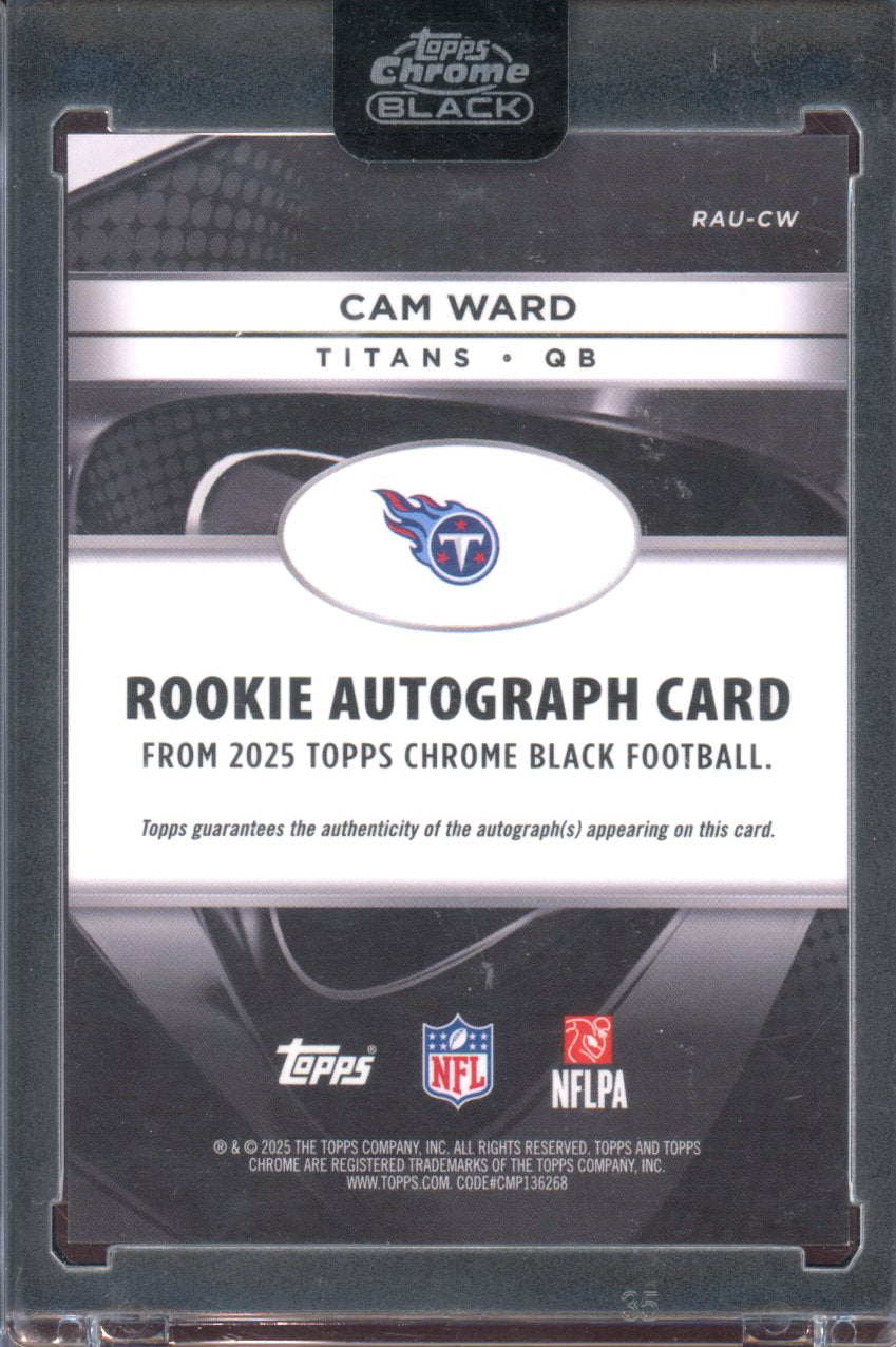 2025 Topps Chrome Black Cam Ward Rookie Green Refractor Auto 77/99 RC