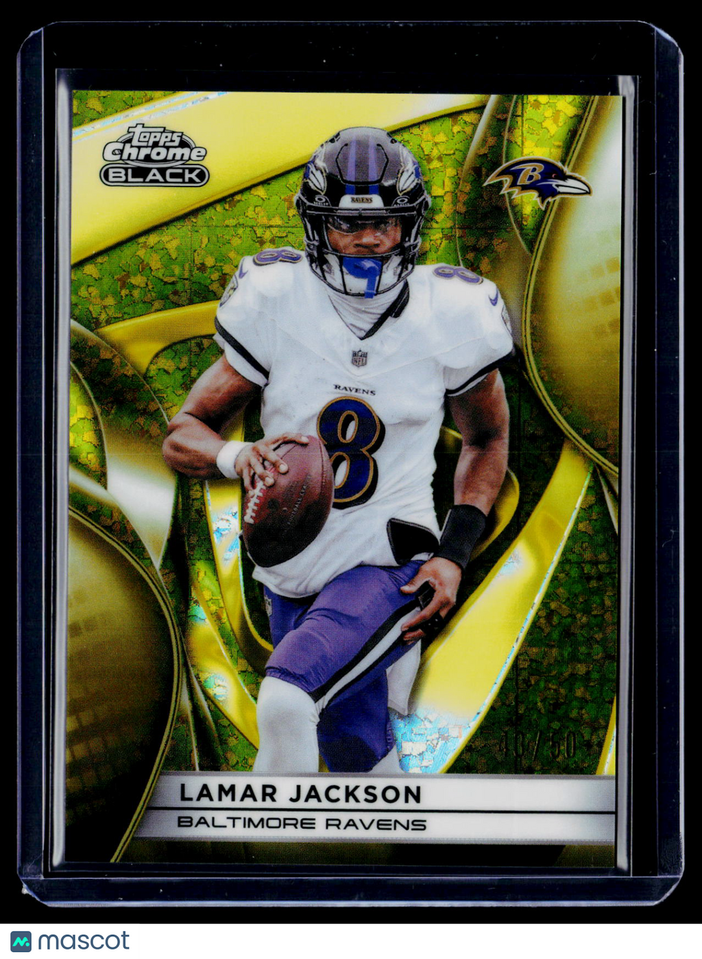 2025 Topps Chrome Black Lamar Jackson Gold Mini Diamond 43/50