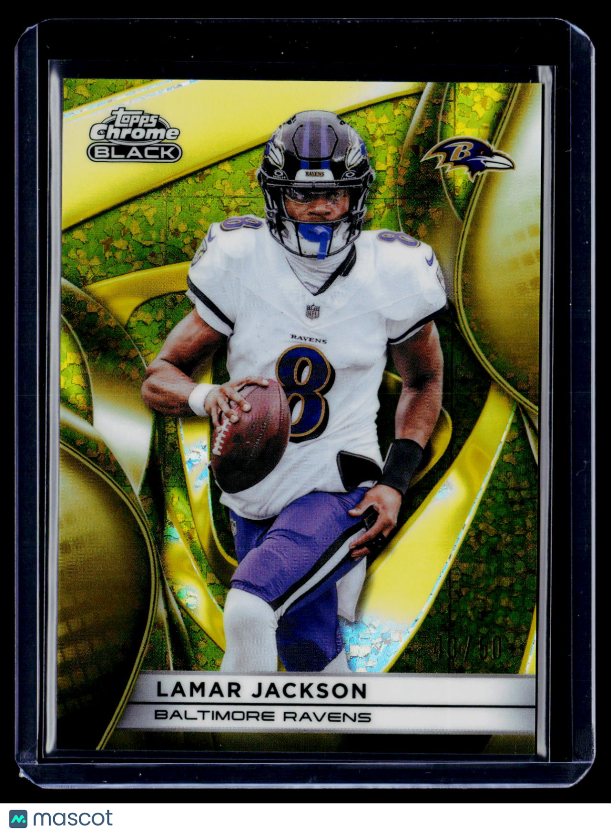 2025 Topps Chrome Black Lamar Jackson Gold Mini Diamond 43/50