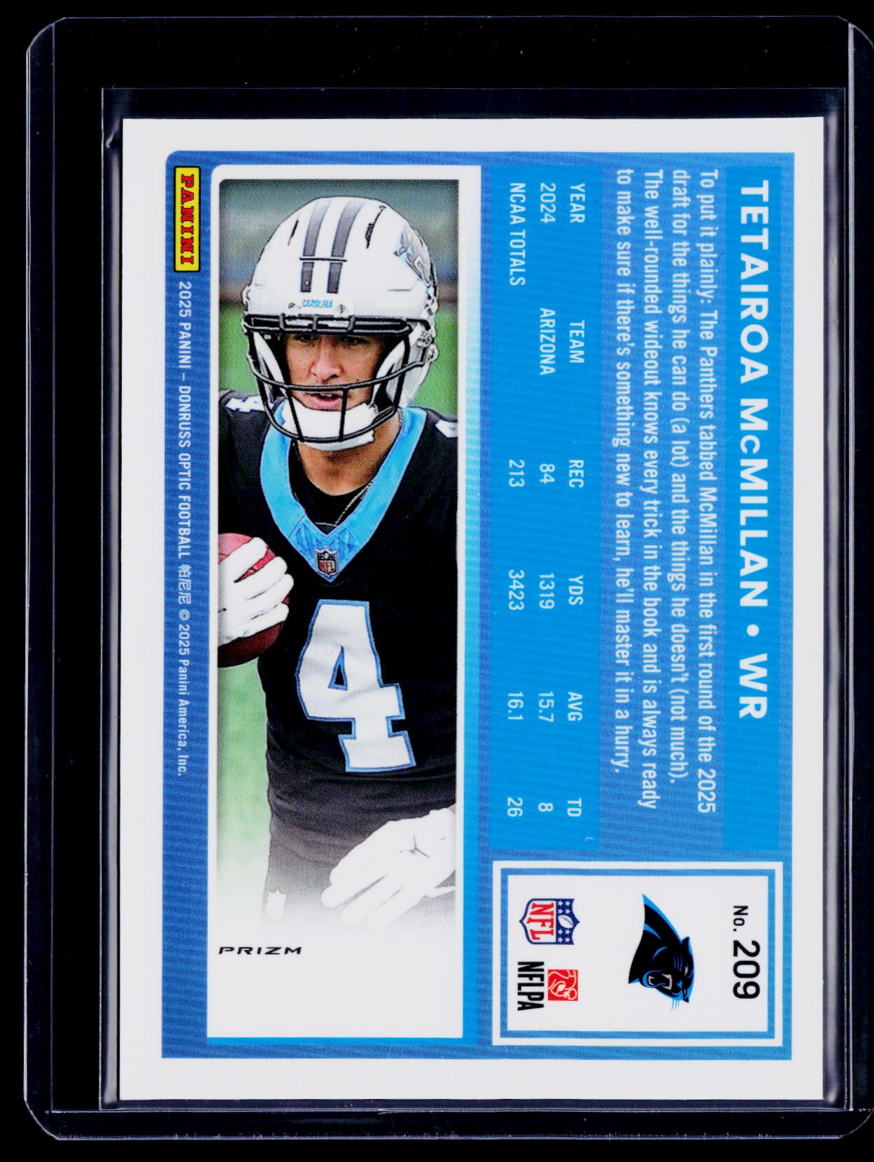 2025 Donruss Optic Tetairoa McMillan Rookie Blue Glitter RC