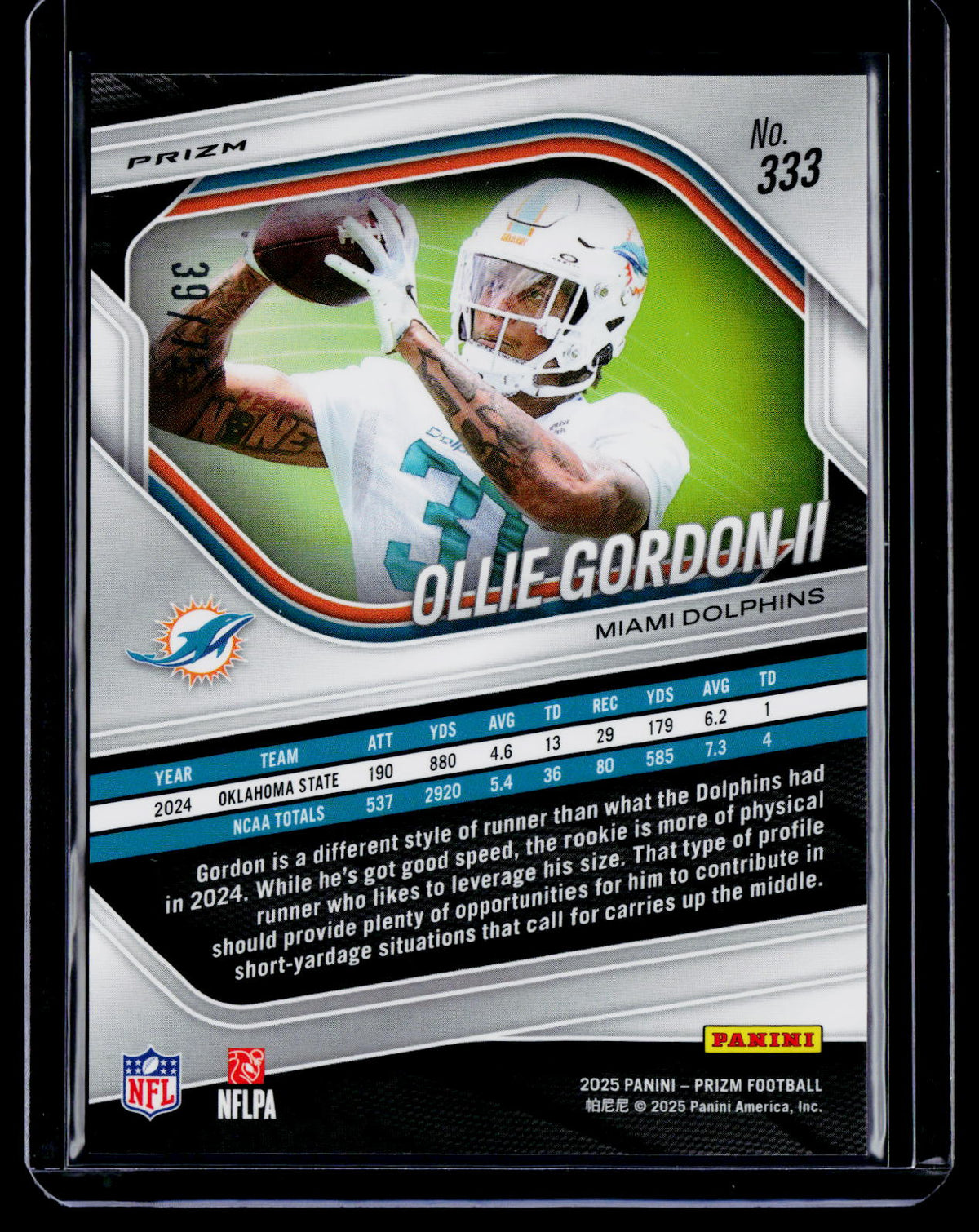 2025 Prizm Ollie Gordon II Rookie Green Scope 39/75 RC