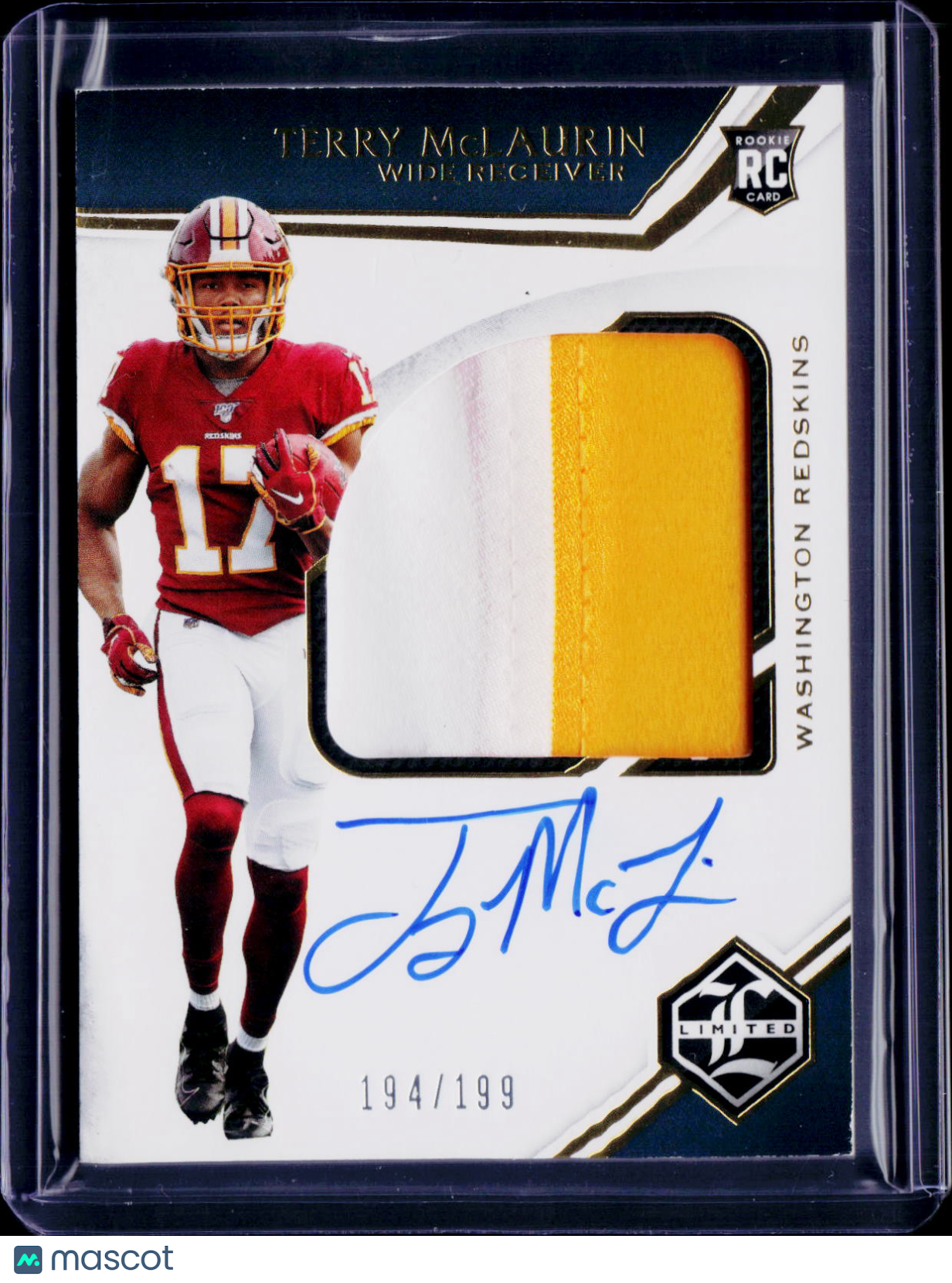2019 Limited Terry McLaurin Rookie Patch Auto /199 Damaged