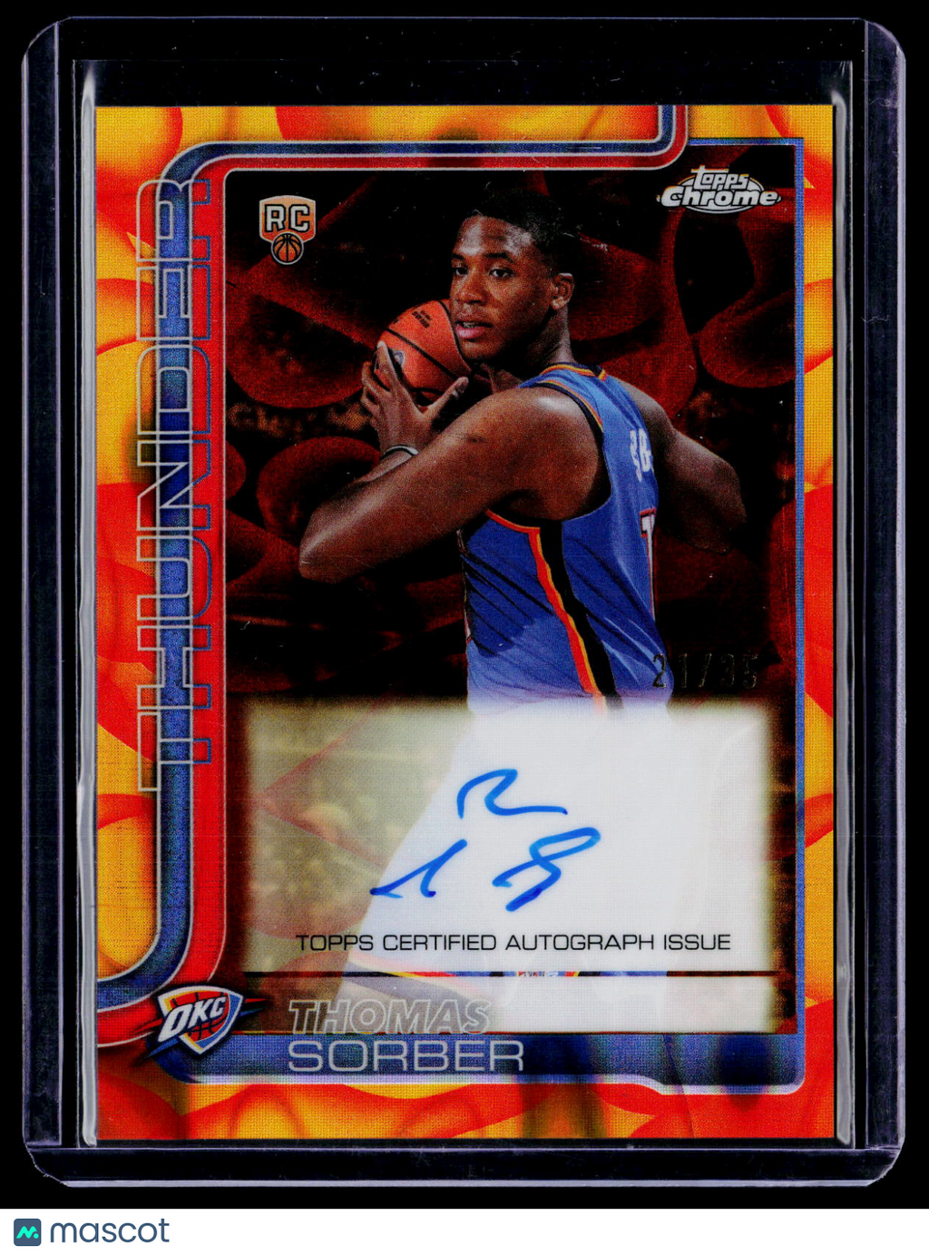 2025 Topps Chrome Update Thomas Sorber Rookie Orange Lava Lamp Auto 21/35 RC