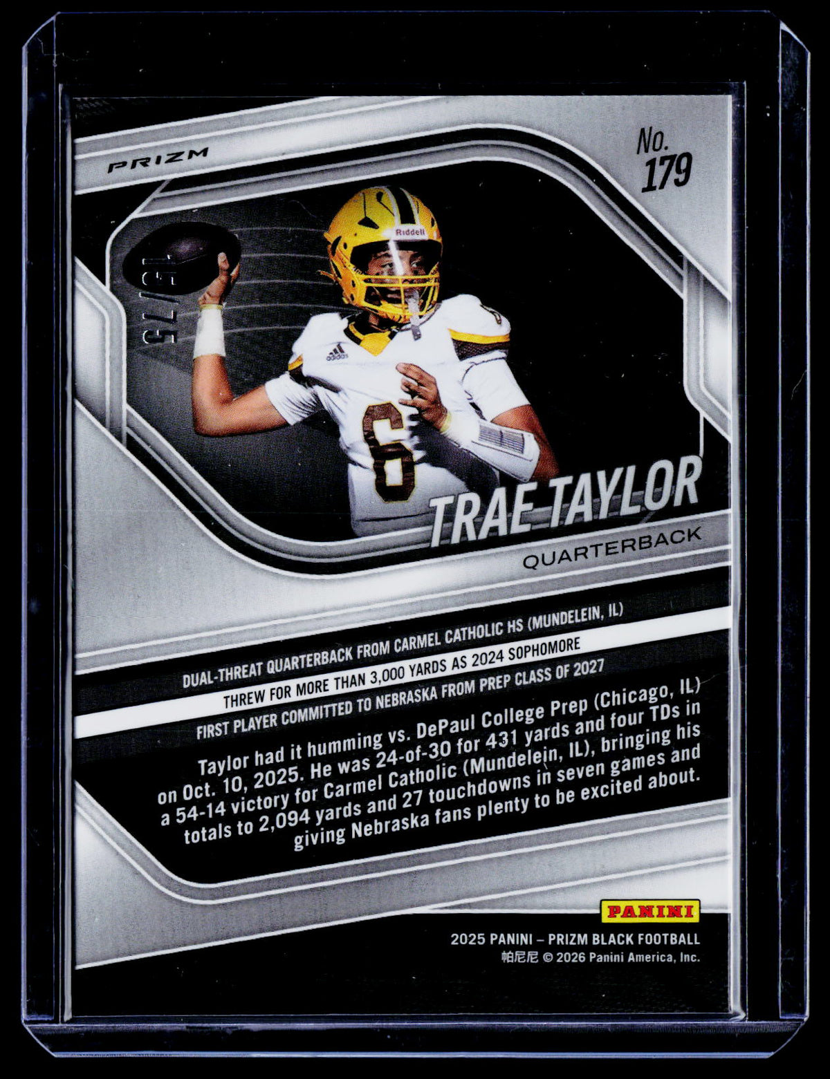 2025 Prizm Black Trae Taylor Red Checkerboard 15/75