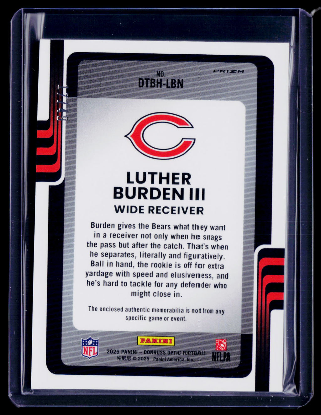 2025 Donruss Optic Luther Burden III Threads Blue Cracked Ice Patch 17/49 RC