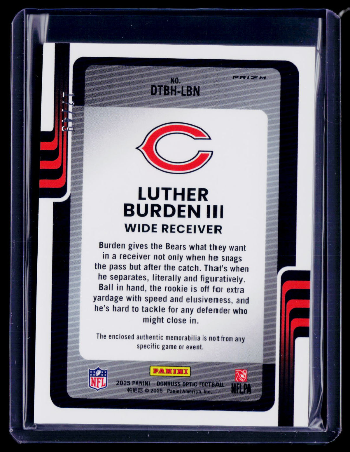 2025 Donruss Optic Luther Burden III Threads Blue Cracked Ice Patch 17/49 RC
