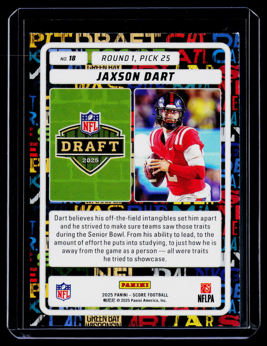 2025 Score Jaxson Dart Rookie Gold Zone 19/50 RC