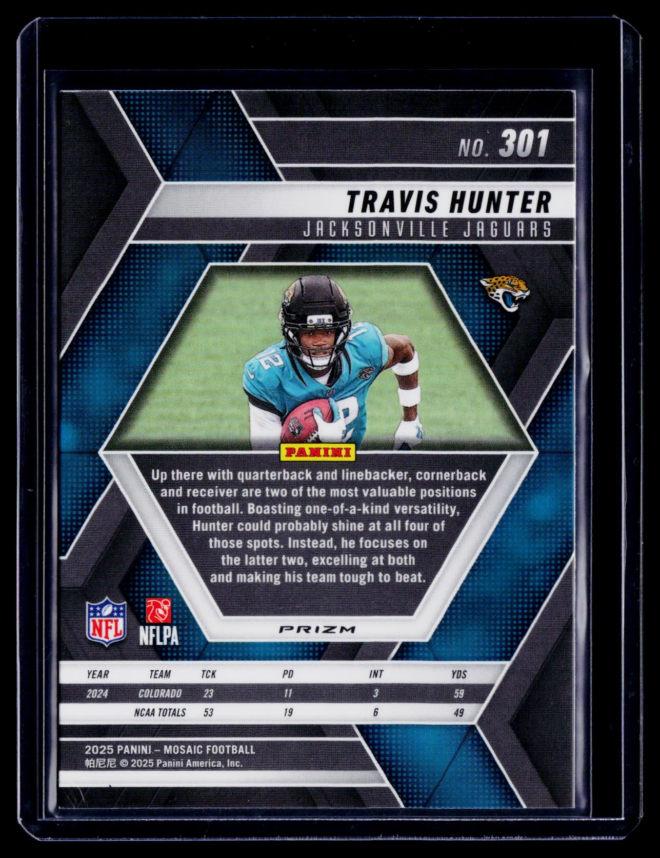2025 Mosaic Travis Hunter Rookie Genesis Creased Corner RC