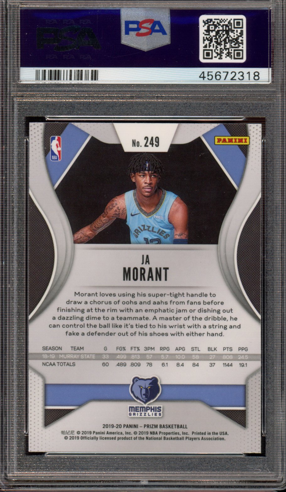 2019 Prizm Ja Morant Rookie PSA 10 RC