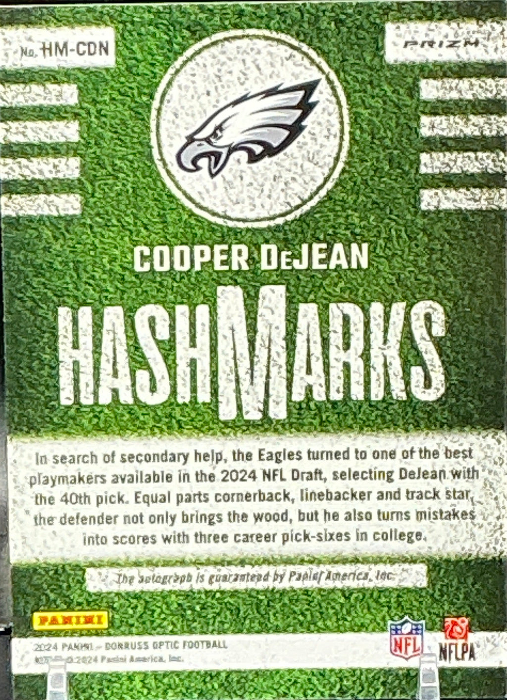 2024 Donruss Optic Cooper DeJean Hashmarks RC Auto