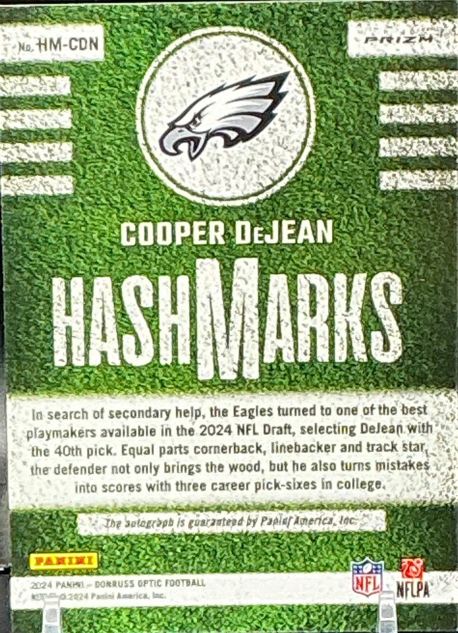 2024 Donruss Optic Cooper DeJean Hashmarks RC Auto