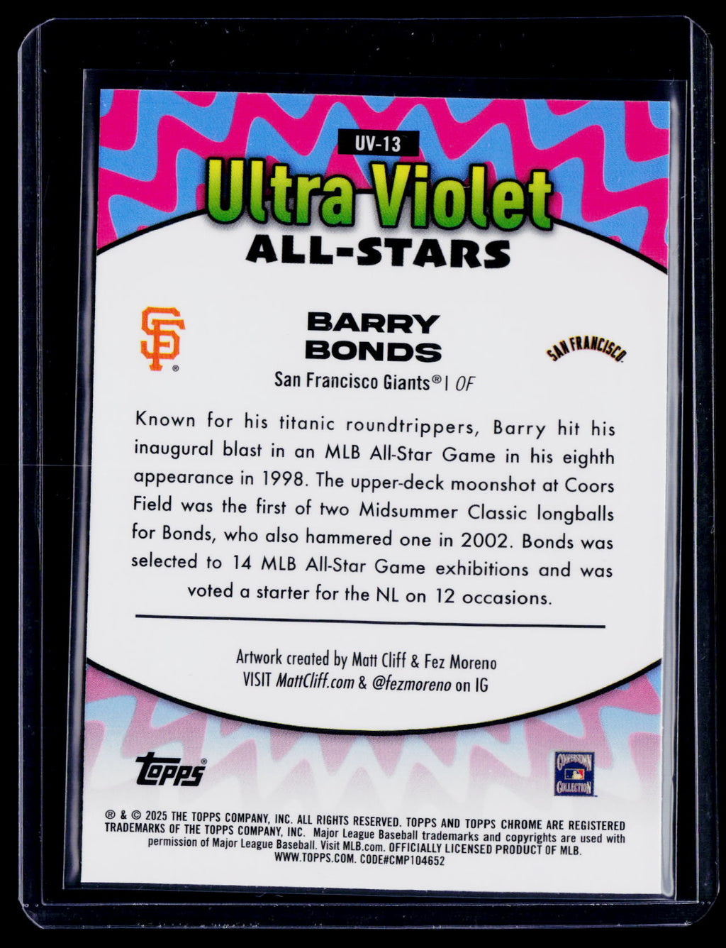 2025 Topps Chrome Barry Bonds Ultra Violet Case Hit