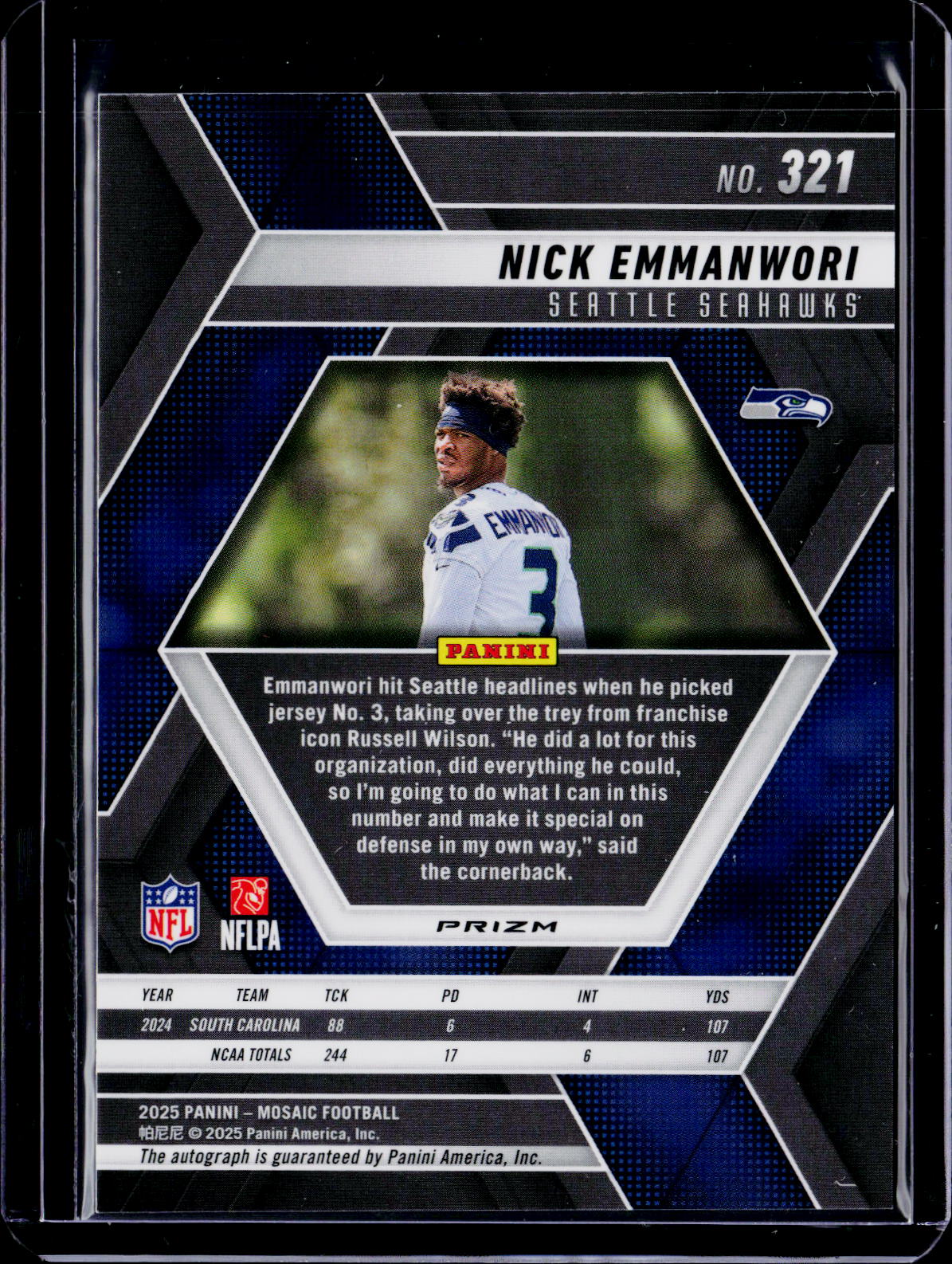 2025 Mosaic Nick Emmanwori Rookie Auto RC