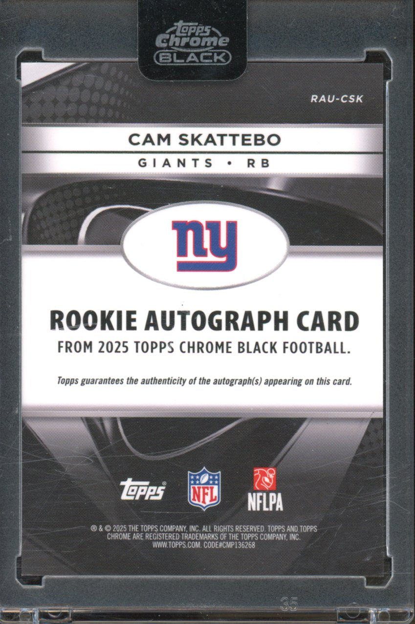 2025 Topps Chrome Black Cam Skattebo Rookie Auto RC