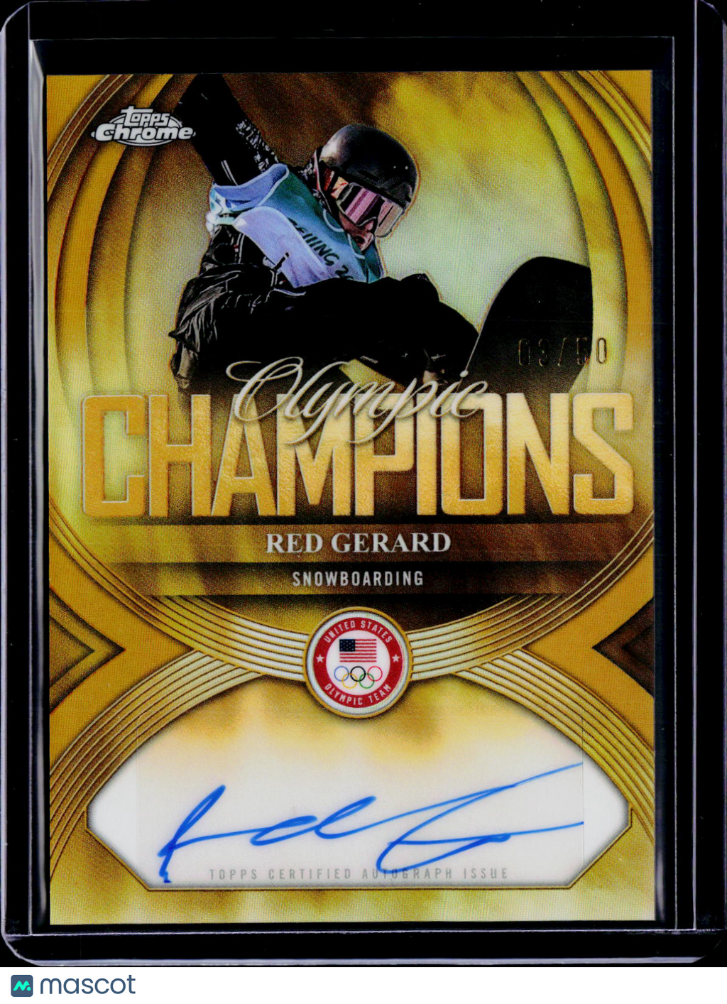 2026 Topps Chrome Red Gerard Olympic Champions Gold Auto 03/50