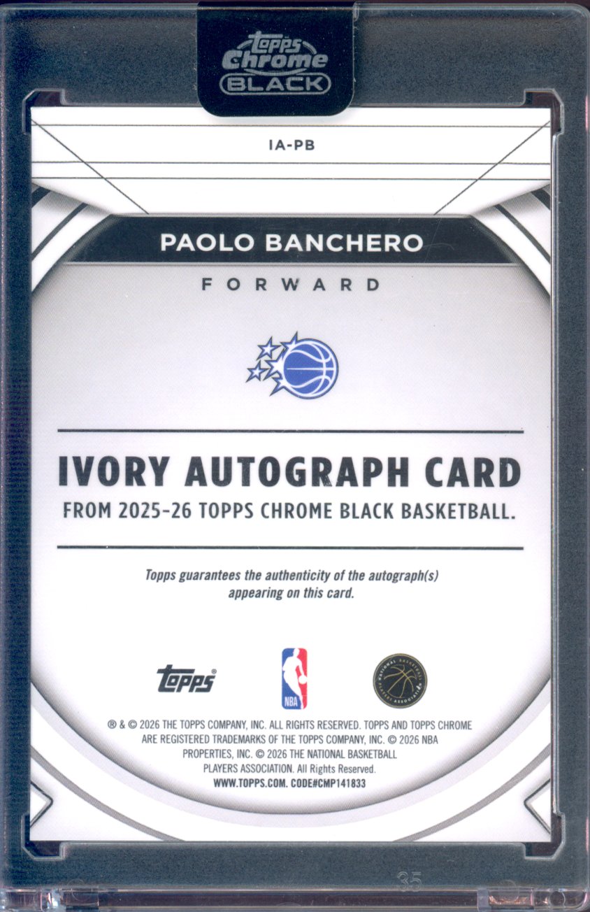 2025-26 Topps Chrome Black Paolo Banchero Red Ivory Auto 4/5