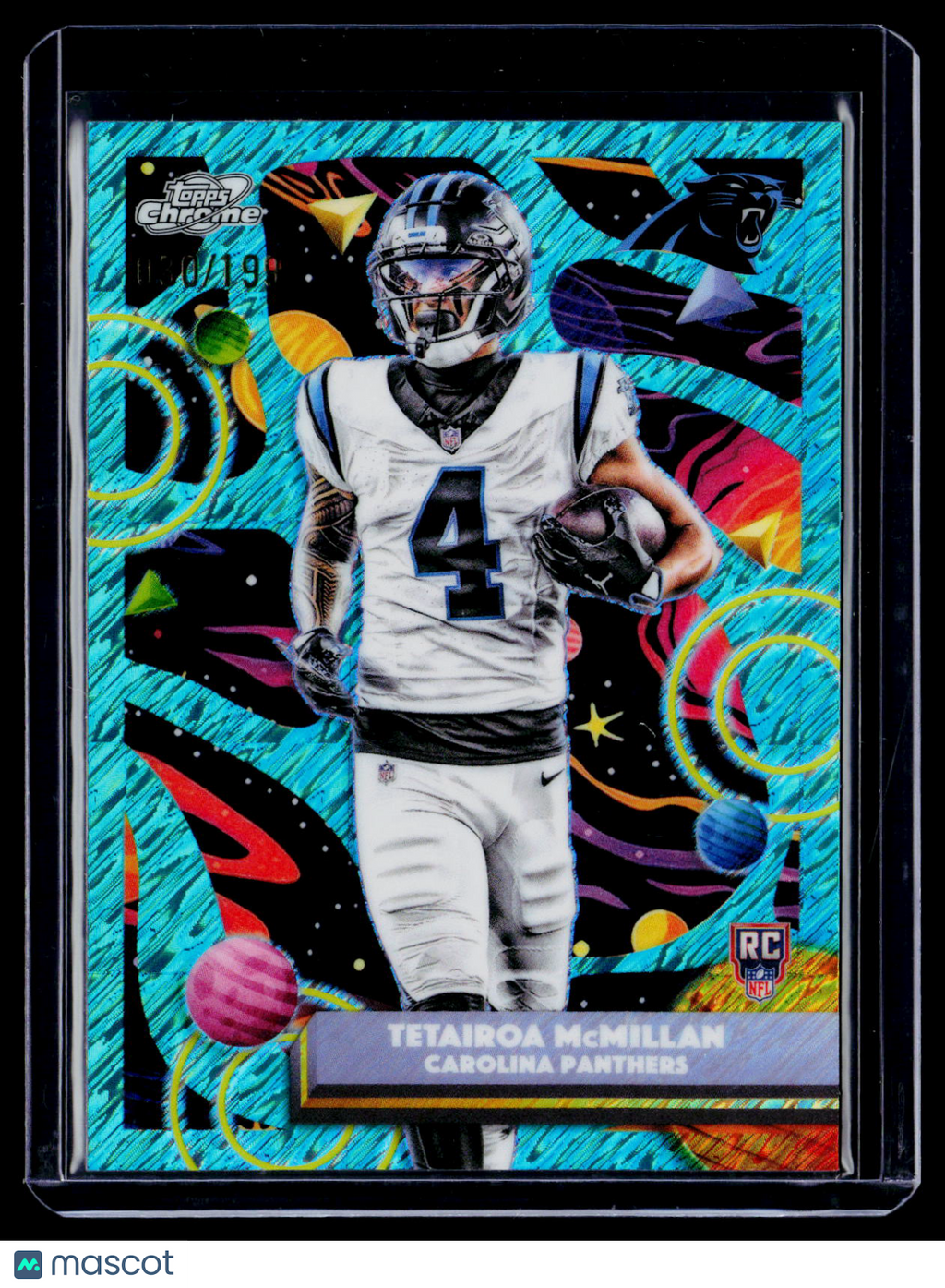 2025 Topps Chrome Cosmic Tetairoa McMillan Rookie Aqua Shimmer 30/199 RC