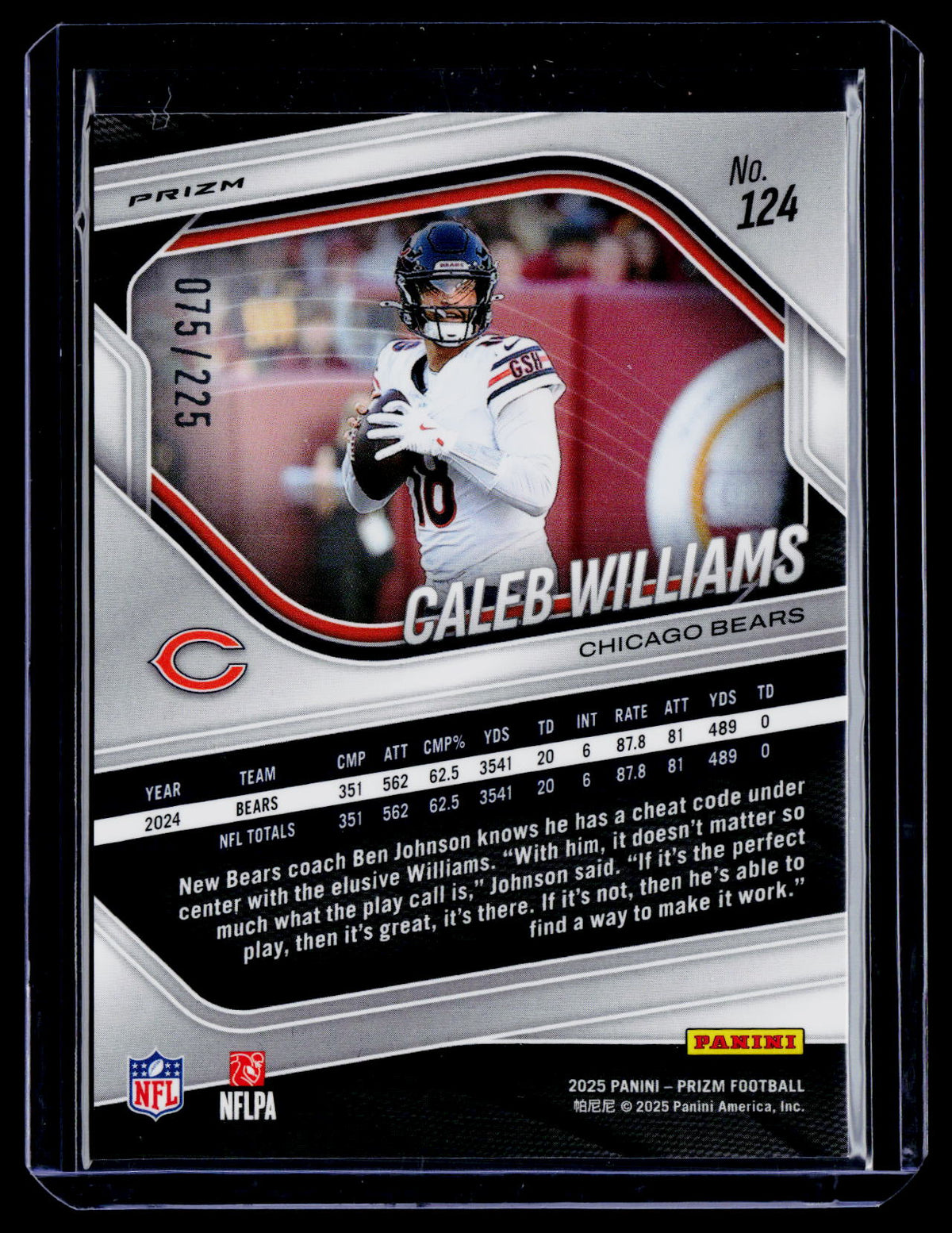2025 Prizm Caleb Williams Prizm Break Blue Cracked Ice 90/99