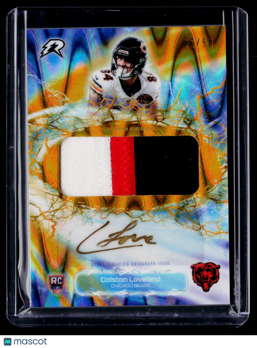 2025 Topps Resurgence Colston Loveland Gold Static Rookie Patch Auto RPA 16/50 RC