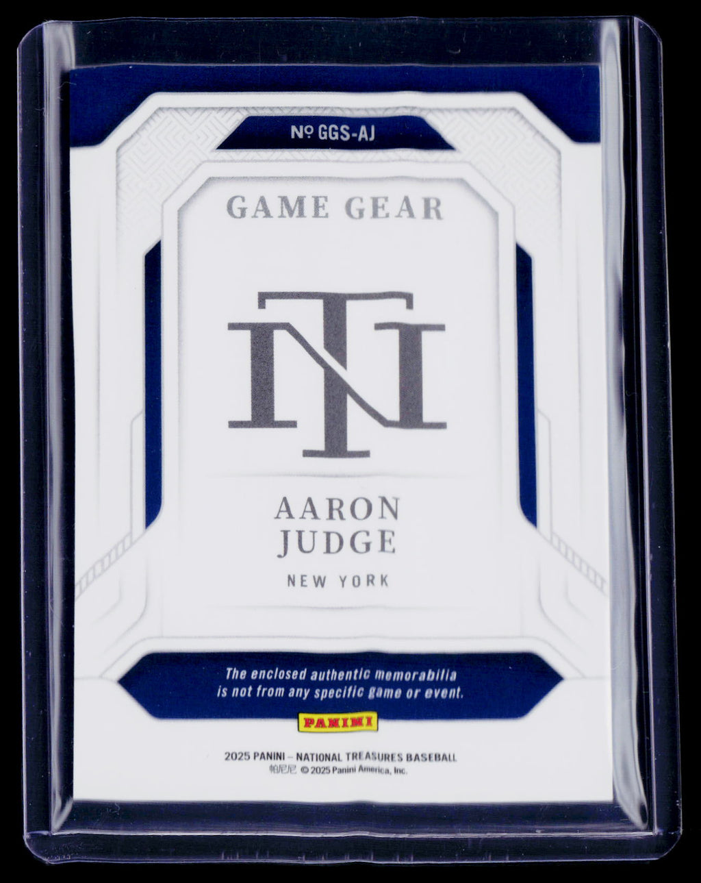 2025 National Treasures Aaron Judge Game Gear Patch 15/99