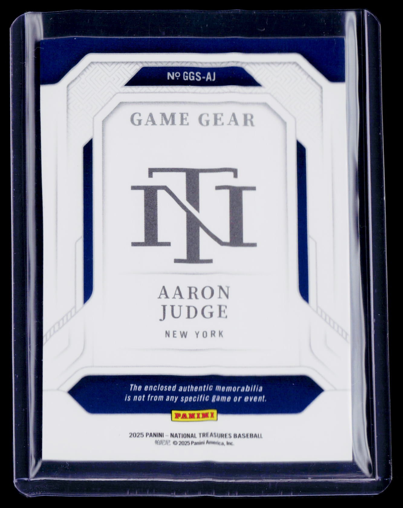 2025 National Treasures Aaron Judge Game Gear Patch 15/99
