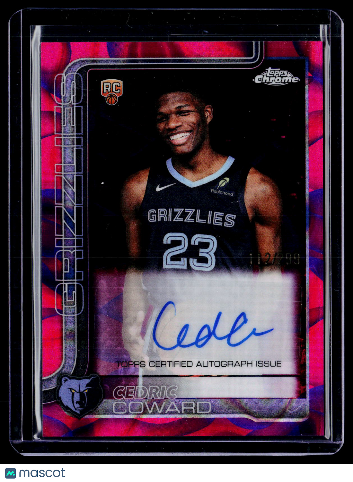 2025 Topps Chrome Update Cedric Coward Rookie Purple Lava Lamp Auto 112/299 RC
