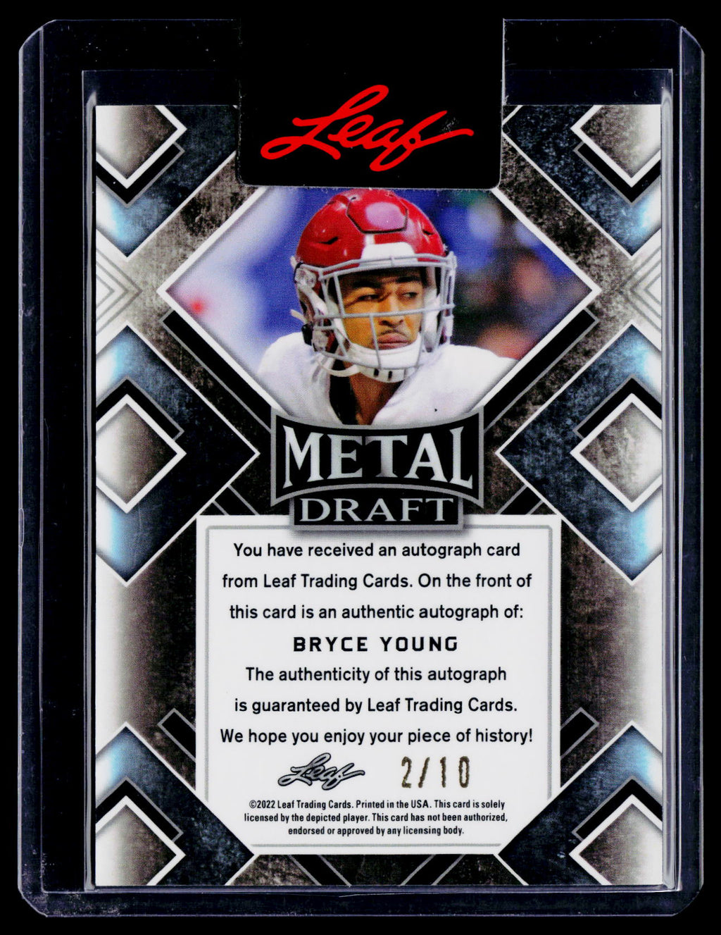 2022 Leaf Bryce Young Red White Blue Auto 2/10
