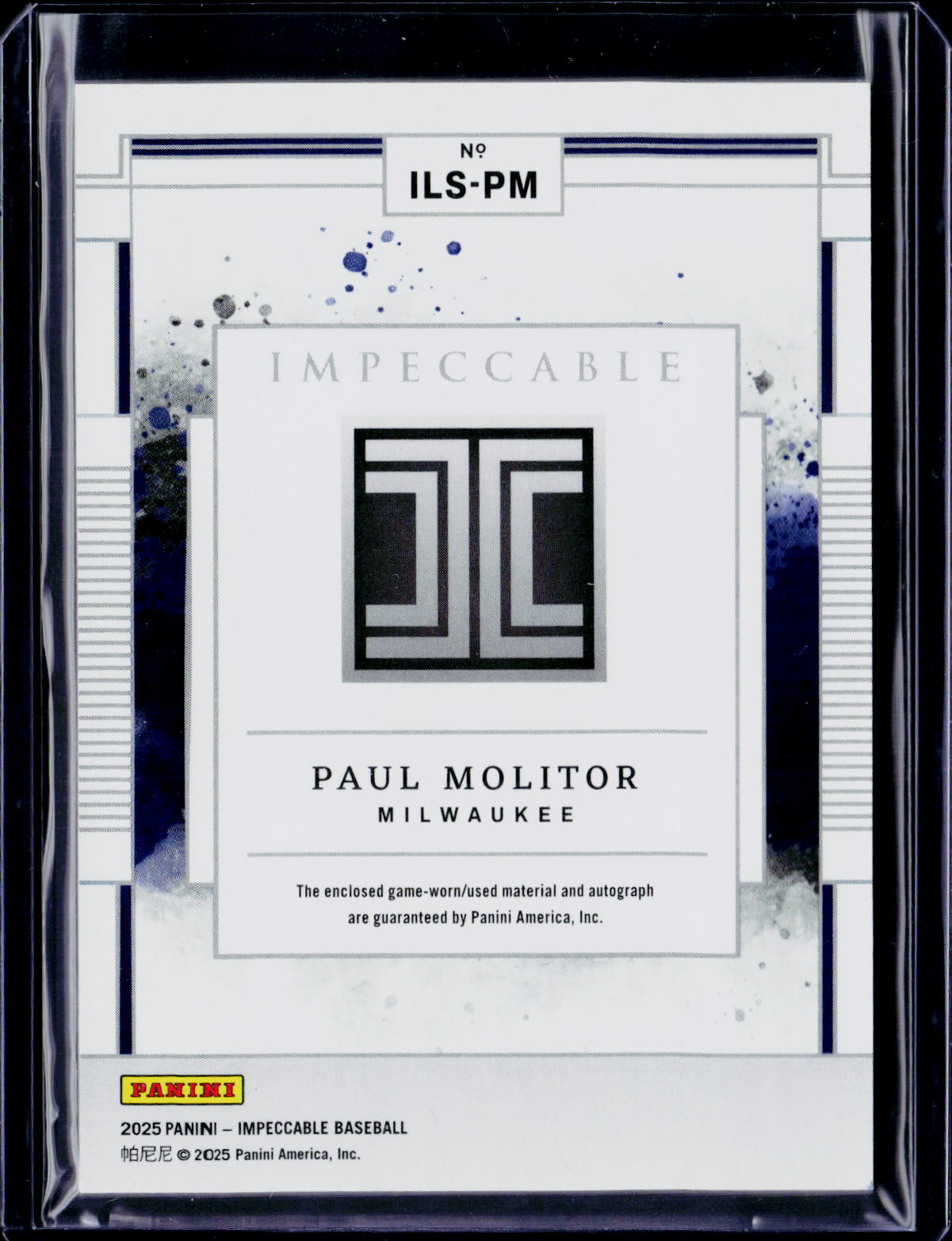 2025 Impeccable Baseball Paul Molitor Impeccable Lumber Signatures /99