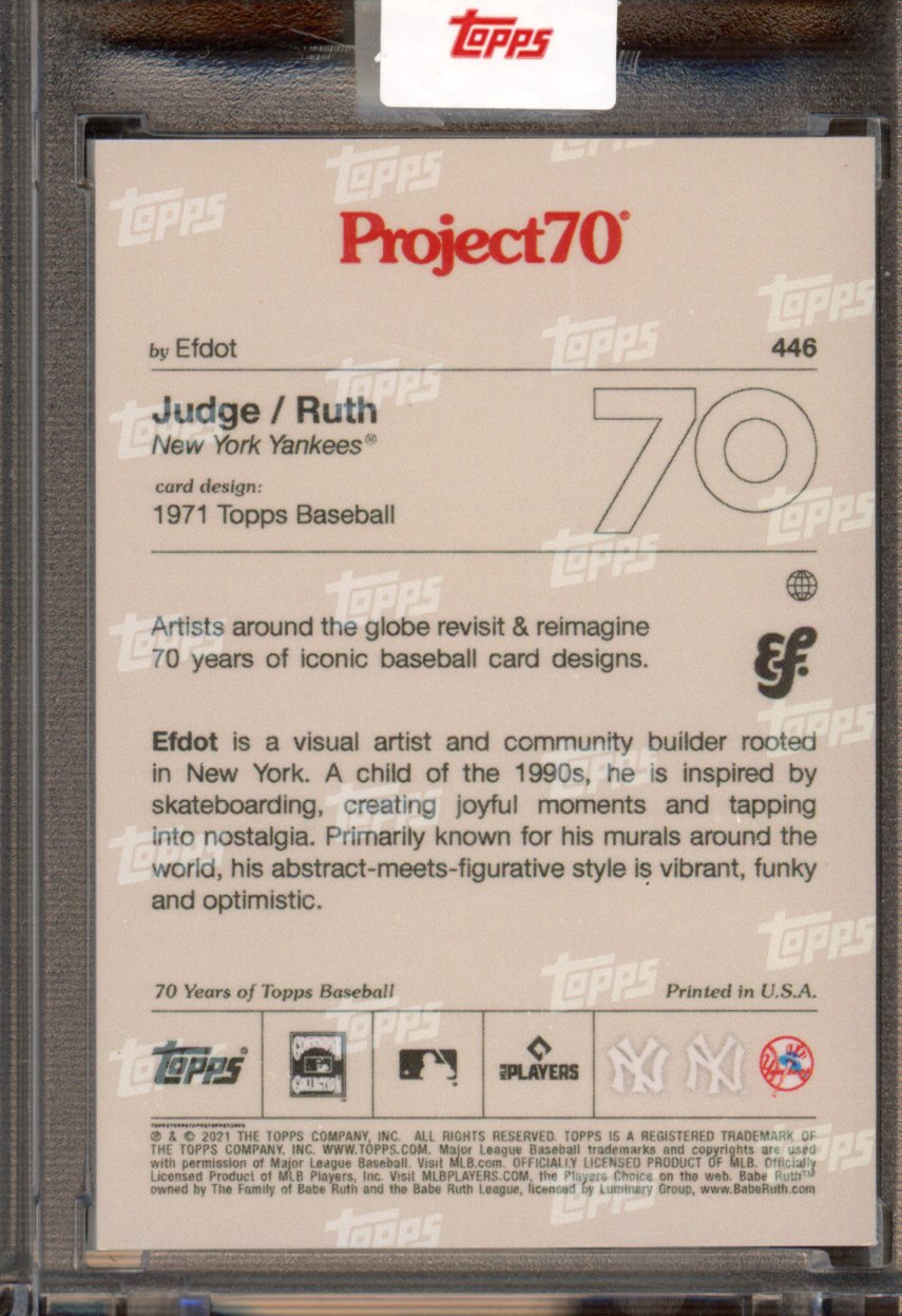 2021 Topps Project 70 Aaron Judge / Babe Ruth Efdot 446