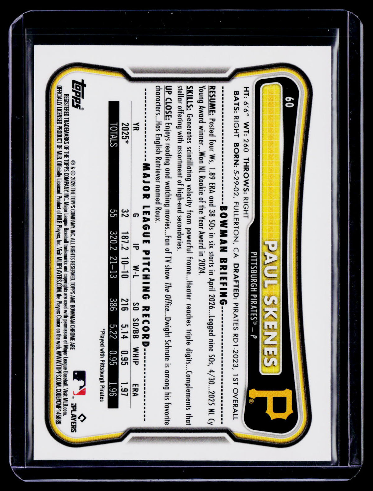 2026 Bowman Chrome Paul Skenes Blue Geometric 52/150