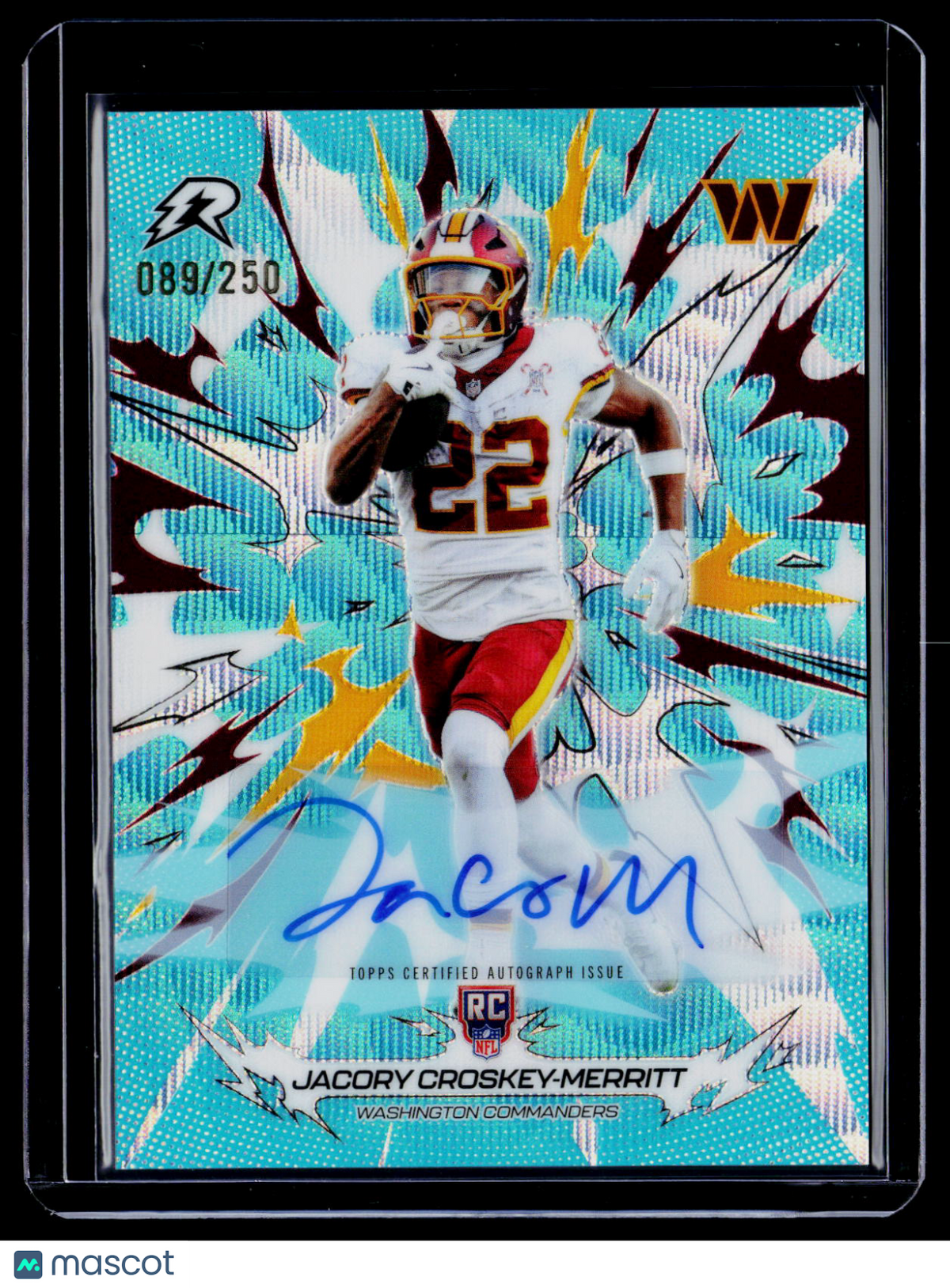 2025 Topps Resurgence Jacory Croskey-Merritt Aqua Surge Auto 89/250 RC
