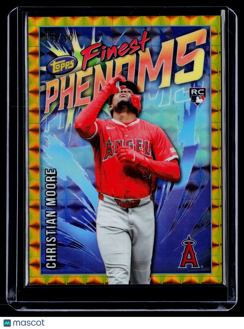 2026 Topps Finest Christian Moore Rookie Finest Phenoms Gold Geometric 45/50 RC