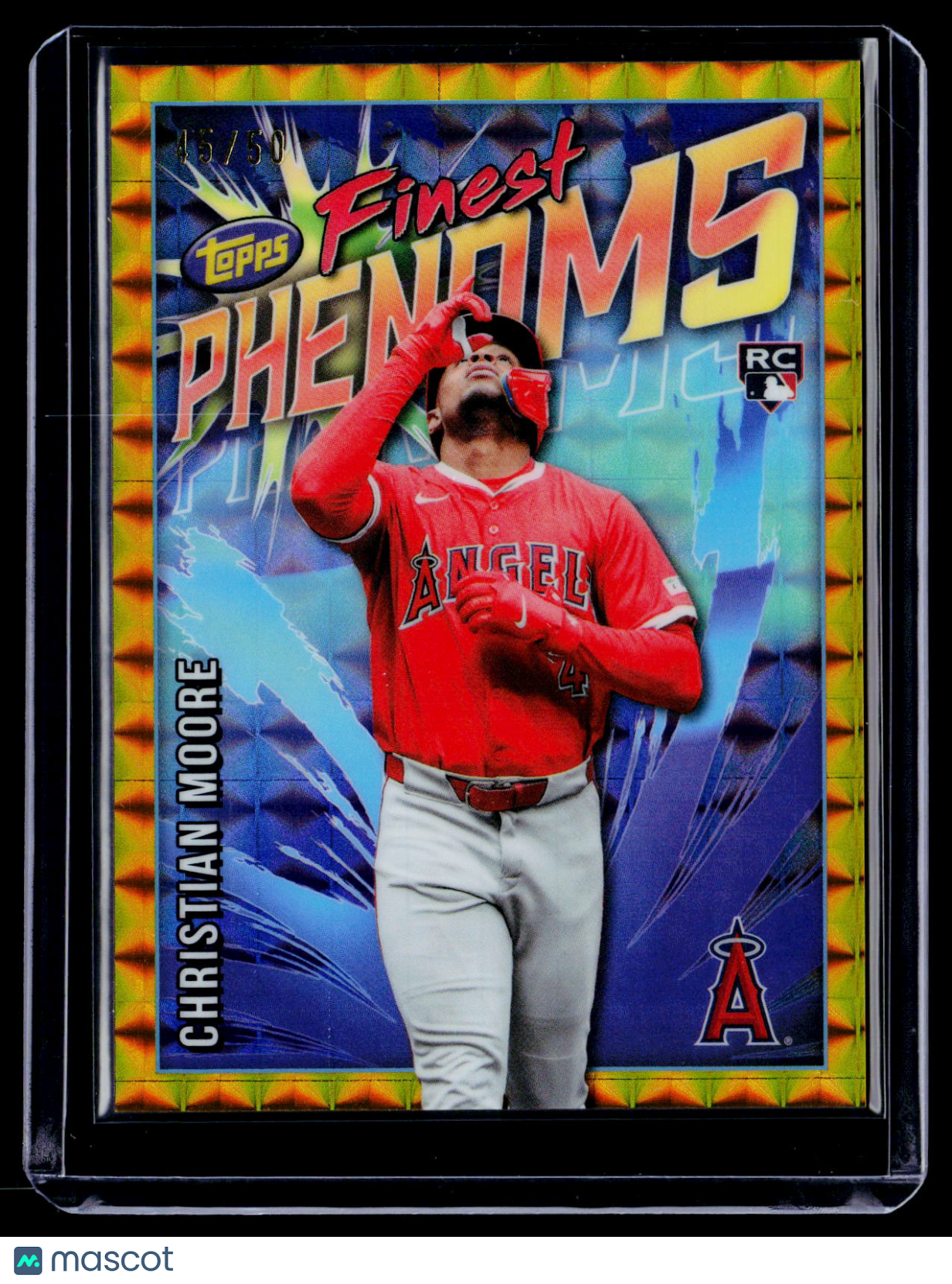 2026 Topps Finest Christian Moore Rookie Finest Phenoms Gold Geometric 45/50 RC