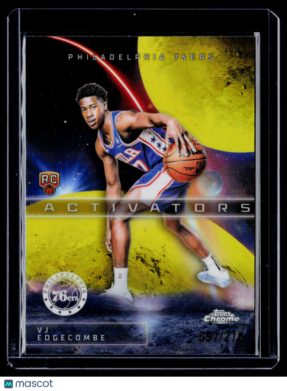 2025 Topps Chrome VJ Edgecombe Rookie Activators Yellow Refractor 97/275 RC