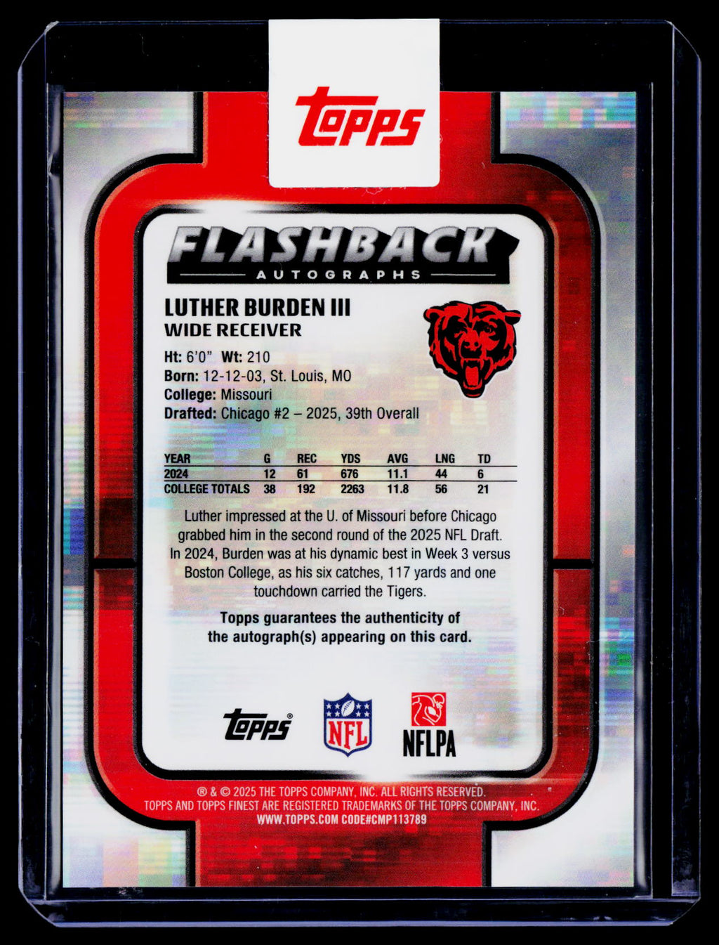 2025 Topps Finest Luther Burden III Rookie Orange Geometric Flashback Auto 19/25 RC