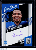 2021 Donruss Elite Amon-Ra St. Brown Pen Pals Purple Ink Rookie Auto RC