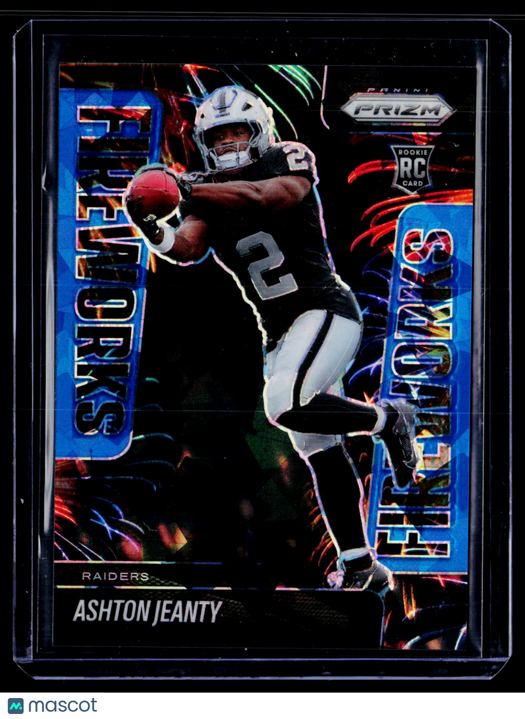2025 Prizm Ashton Jeanty Rookie Blue Cracked Ice Fireworks 22/99 RC