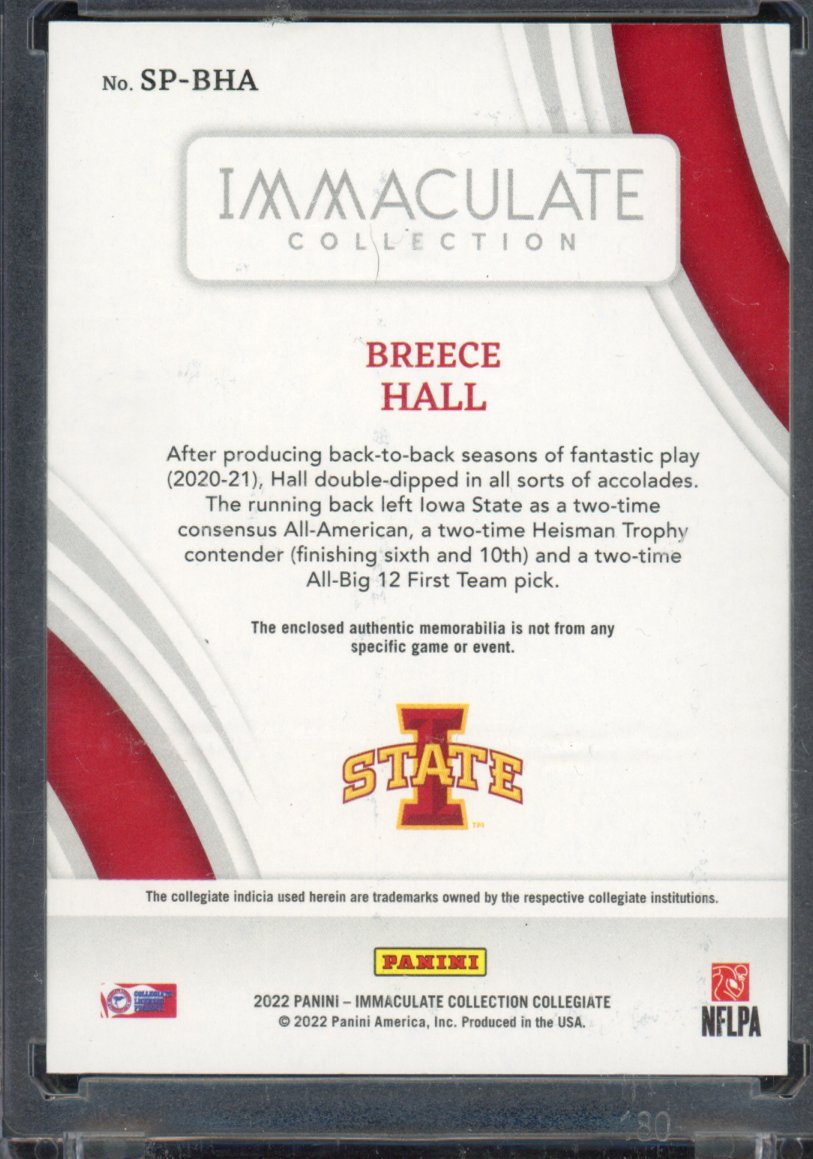2022 Immaculate Collection Collegiate Breec Hall Cleat Strap Patch /3