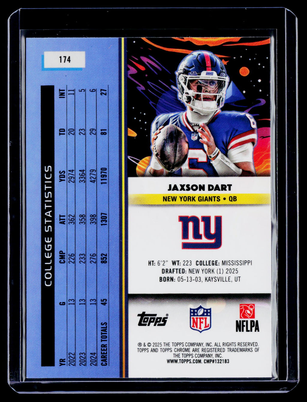 2025 Topps Chrome Cosmic Jaxson Dart Rookie Nucleus RC