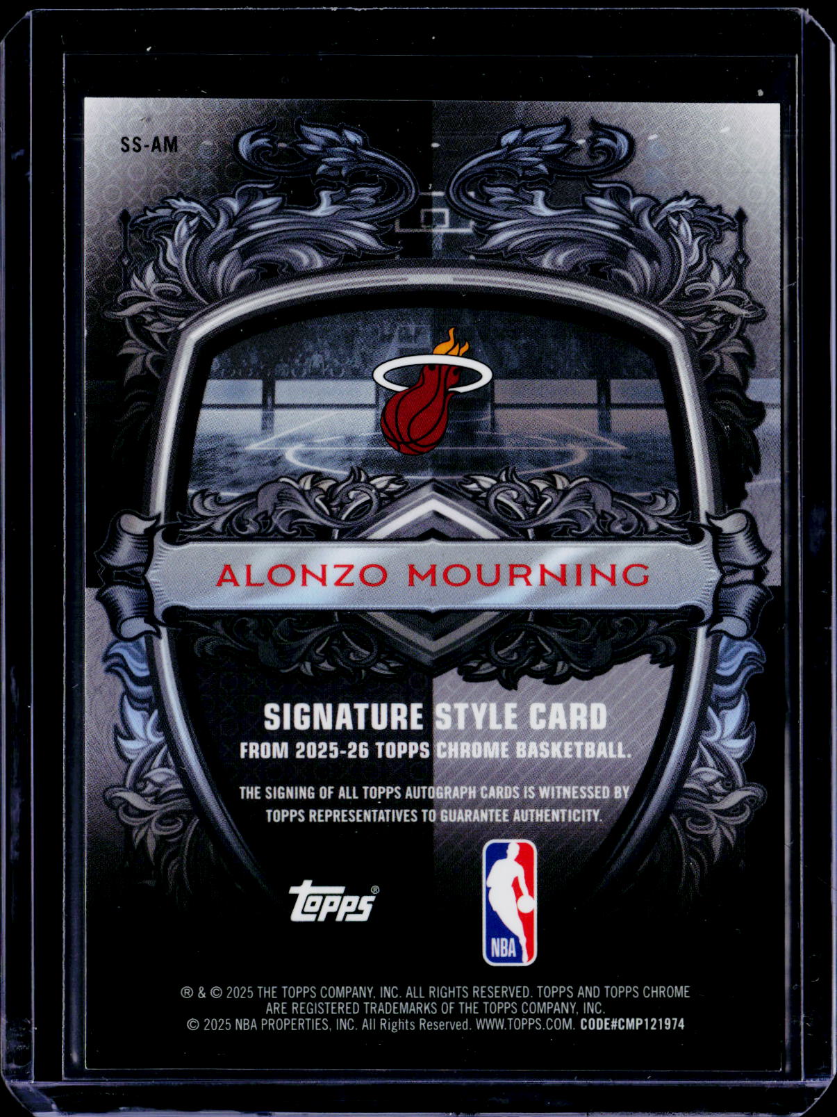 2025-26 Topps Chrome Alonzo Mourning Signature Style Auto
