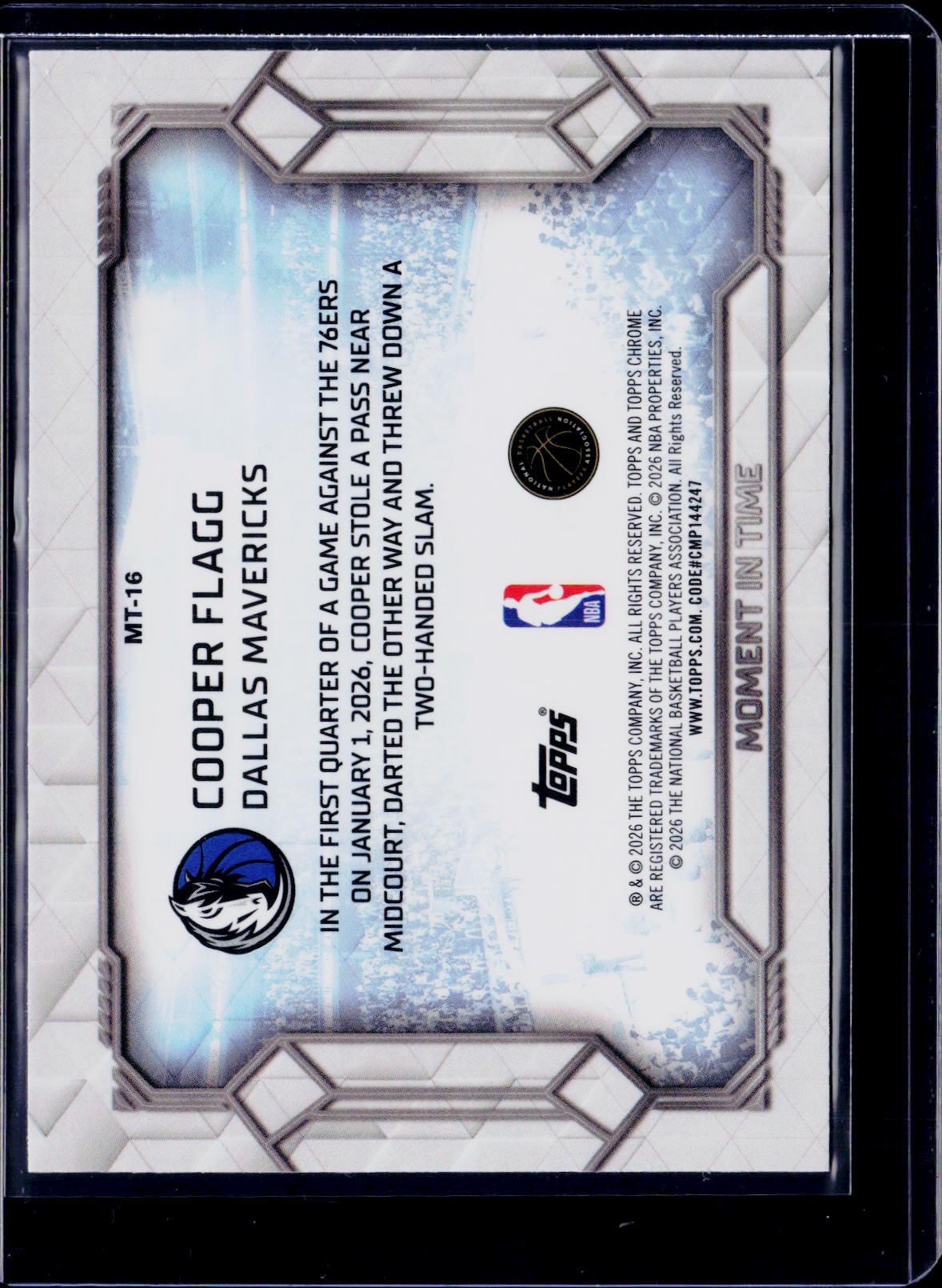 2025-26 Topps Chrome Update Cooper Flagg Moment In Time