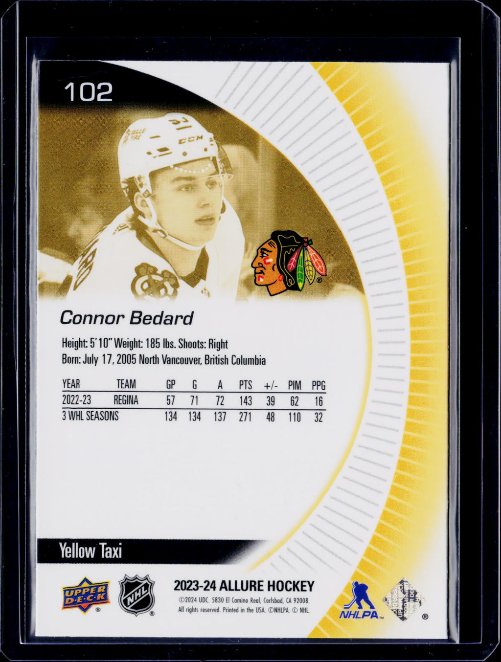 2023 Allure Connor Bedard Yellow Taxi