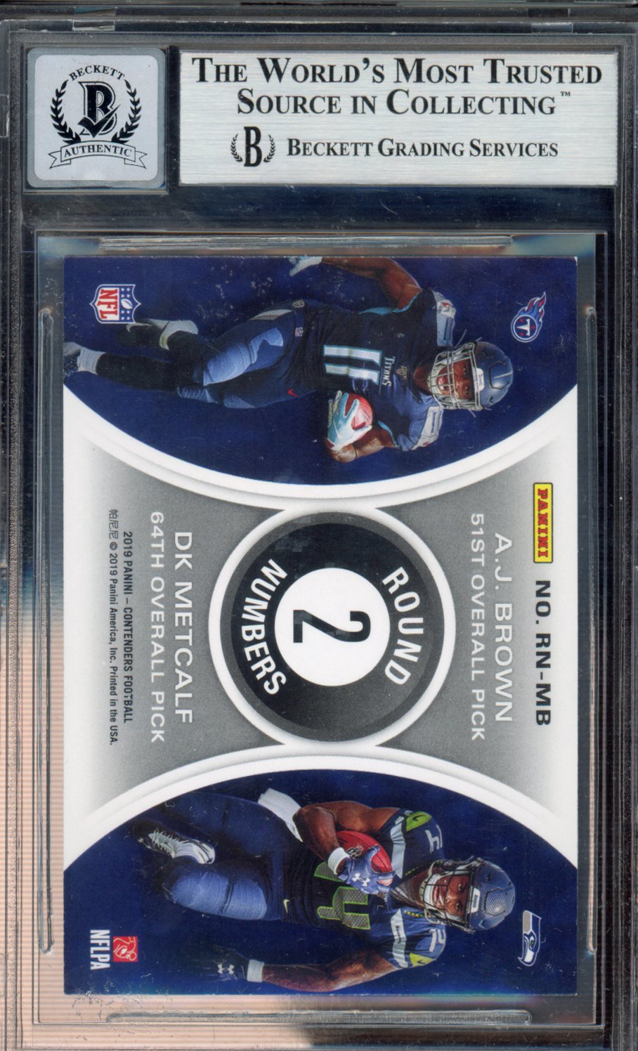 2019 Panini Contenders Round Numbers D.K. Metcalf A.J. Brown #14 /D.K. BGS 0