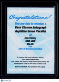 2025-26 Bowman Ace Bailey Rookie Green Reptilian Redemption Auto RC