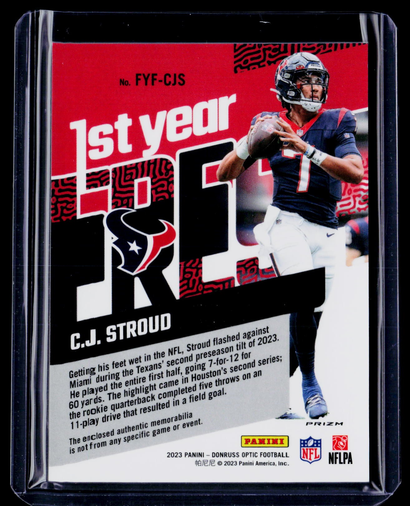2023 Donruss Optic CJ Stroud Rookie First Year Patch