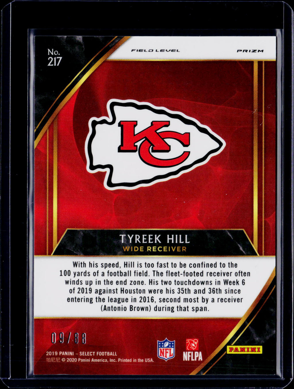 2019 Select Tyreek Hill Dragon Scale Field Level /88