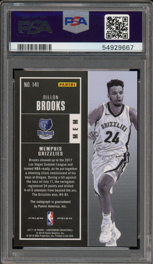 2017 Contenders Dillon Brooks Vertical Premium Edition Rookie Auto PSA 10 RC