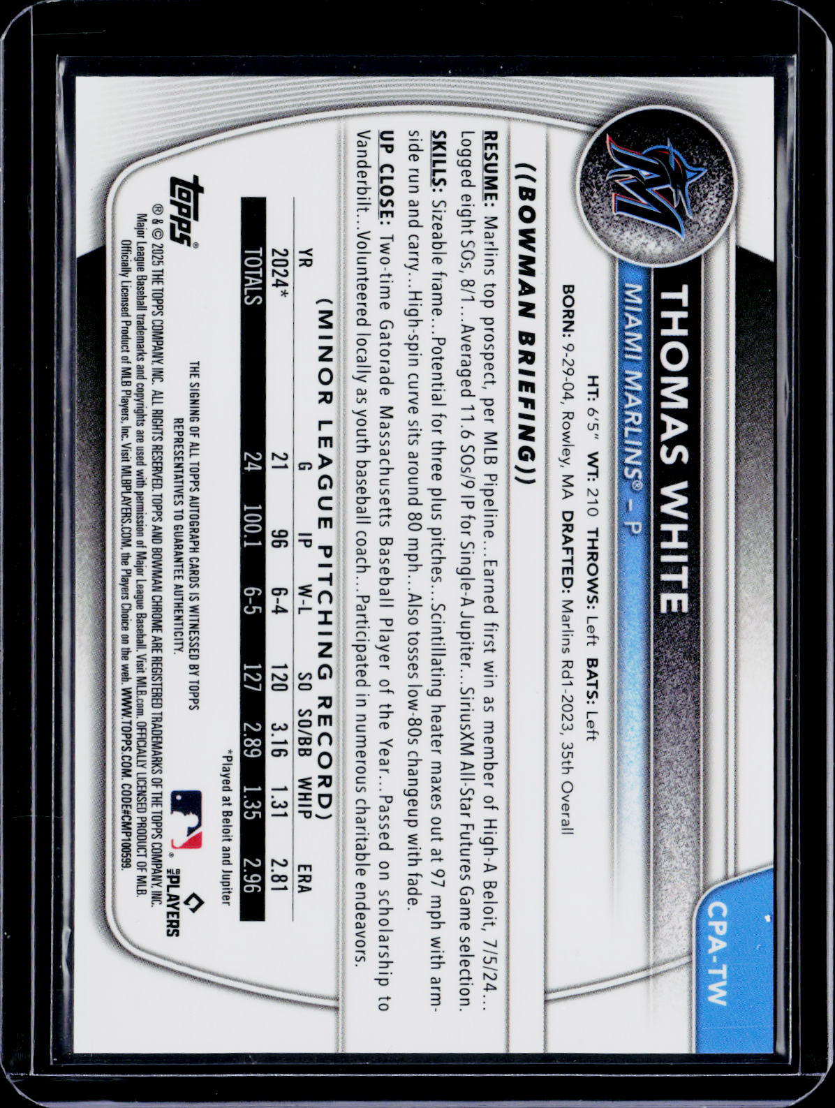 2025 Bowman Chrome Thomas White Green Lava Auto 83/99
